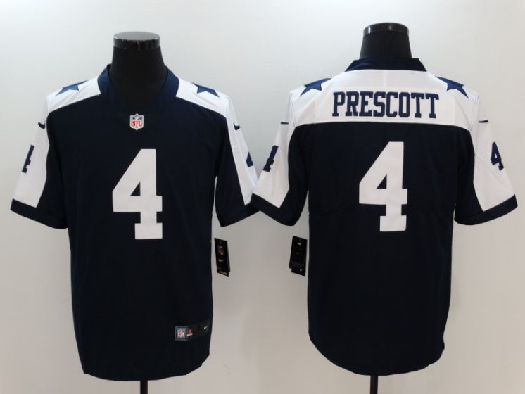 Men Dallas Cowboys 4 Prescott Blue Thanksgiving Nike Vapor Untouchable Limited NFL Jerseys